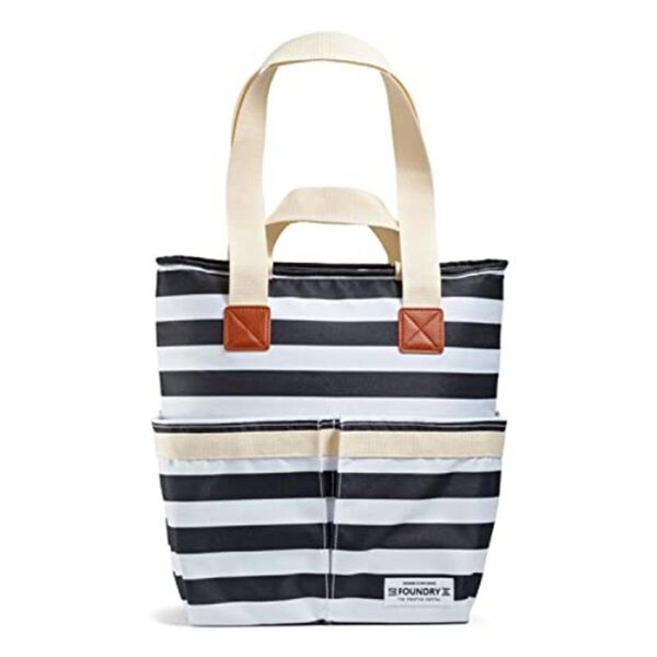 Tokens Foundry Feline Fine Black Newport Stripe Soft Cooler Tote Bag TO3648758 - main